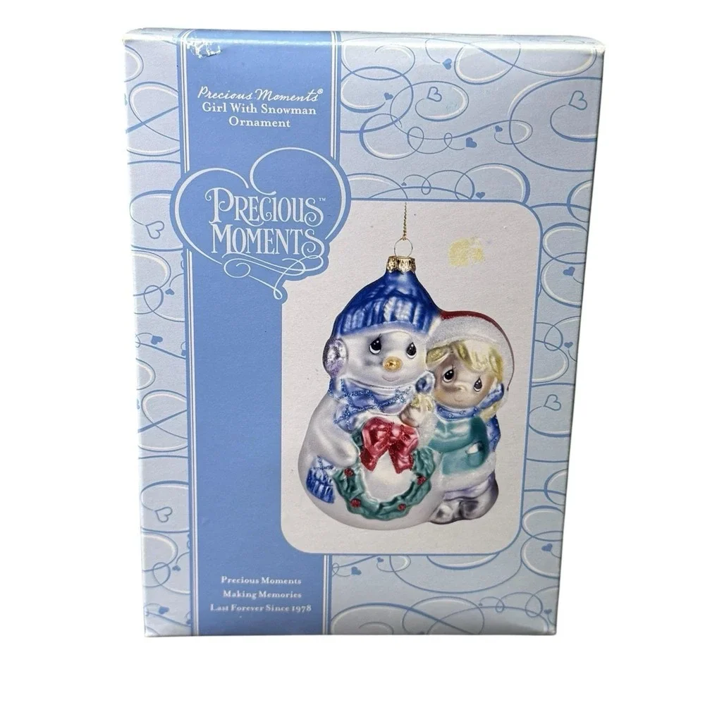 Precious Moments Blown Glass Ornament – Girl With Snowman BRANDNEW!